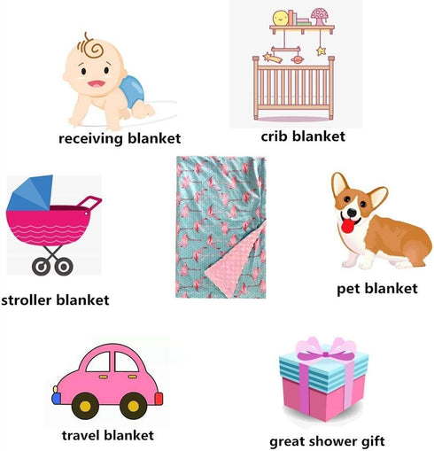 Baby Blanket Super Soft Minky Blanket with Double Layer Dotted Backing Pink Flamingo Security Blanket for Newborns Nursery Stroller Receiving Todd...
