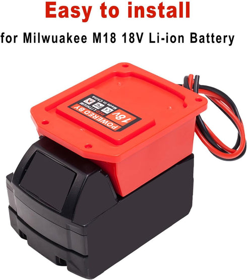 Power Wheel Adapter for Milwaukee 18V M18 battery connector with 14 gauge robotics,Good Power Convertor for DIY Ride On Truck, Robotics, RC Toys...