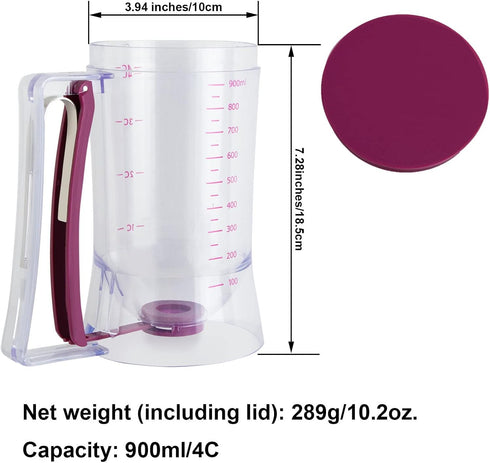 CHuangQi Cake Batter Dispenser with Measuring Label, Perfect Baking Tool for Pancake Cupcakes or Any Baked Goods...