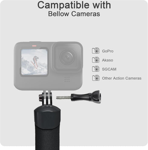 FitStill Waterproof Monopod Floating Hand Grip Snorkeling Selfie Pole Stick +Steel cored Safety Wrist Strap Rope for Go Pro Hero 12/11/10/9/8/7/6/...