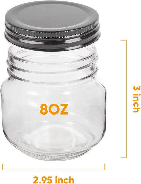 QAPPDA Mason Jars, Glass Jars With Lids 8 oz,Canning Jars For Pickles And Kitchen Storage,Wide Mouth Spice Jars With Black Lids For Honey,Caviar,H...