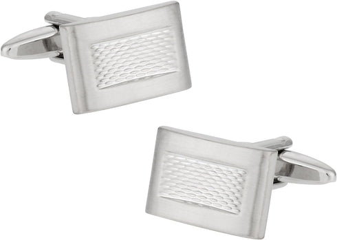 Brushed Burnout Silver Cufflinks with Presentation Box...