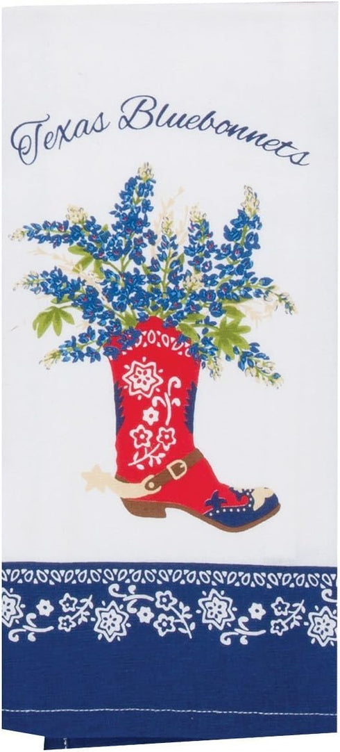 Kay Dee Designs Home Sweet Texas Bluebonnets Tea Towel and Cotton Terry Dishtowel (2 Item Bundle)...