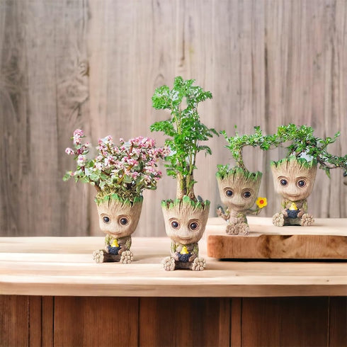 Mini Groot Figurine Miniature Model Home Accessories Decompression Artefact Kids (Bird Nest Model)...