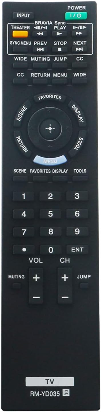 RM-YD035 Remote fit for Sony TV KDL-40EX400 KDL-32EX400 KDL-46EX400 KDL-40EX401 KDL-32EX301 KDL-22BX300 KDL-32BX300 KDL-46EX401 KDL-32FA600 KDL-60...
