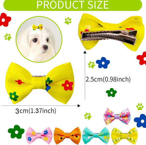 80pcs Dog Bows Clips, Bulk Cute Mini Pet Small Youkie Dog Hair Bows with Clips, Mix Handmade Puppy Dog Hair Grooming Bows with Metal Alligator Cli...