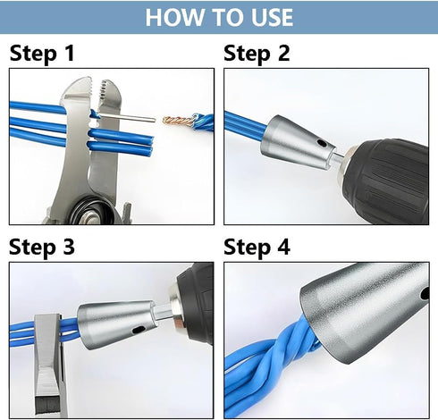 2PCS Wire Twister Tool for Drill, 1/4" Hex Shank Fast Wire Twisting Tool Wire Twister Wire Connector, Wire Stripper Tool Wire Nut Twister Spin Twi...