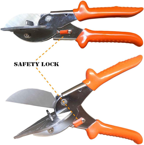Multi Angle Miter Cutter | + Spare Blade | Hand Scissors Multipurpose Tool | 45-135 Degree Cutting | Stainless Steel, Rubber Handle & Safety Lock ...