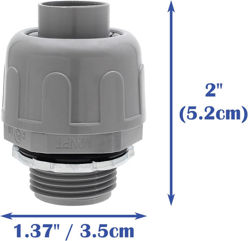 8 Pack NPT Nonmetallic Conduit 1/2-in Electrical Conduit Fittings PVC Straight Connectors Liquid Tight Conduit Connectors...