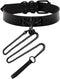 Black Bell Collar and Leash Set Soft PU Leather Choker Necklace with Hauling Chain Jewelry for Sexy Roleplay...