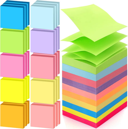 30 Pads Pop Up Sticky Notes,10 Bright Colors Sticky Notes Pop Up,3x3 Inch Self-Stick Notes Pads,Super Sticking Power Pop Up Notes for School Offic...