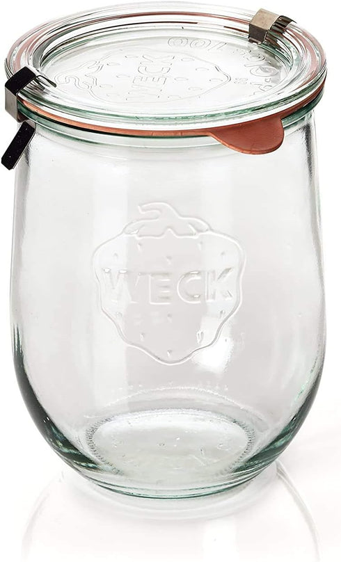 Weck - Large Glass Jars for Sourdough - Starter Jar with Glass Lid - Tulip Jar with Wide Mouth - Weck Jars 1 Liter Includes (Keep Fresh Cover)...