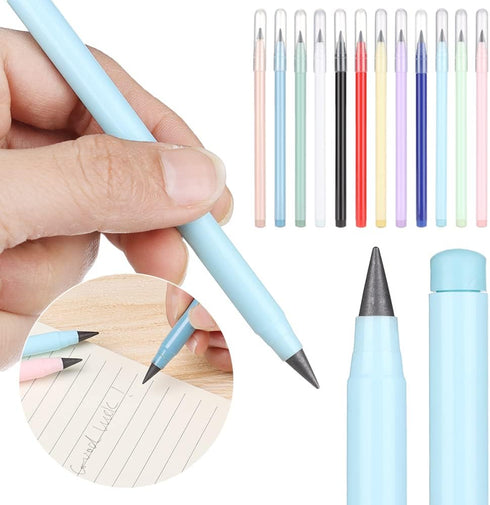 Andy's Orchids Inkless Pencil, 12PCS Reusable Everlasting Pencil with Eraser, Colorful Infinity Pencil for Writing, Drawing, Drafting, Magic No In...