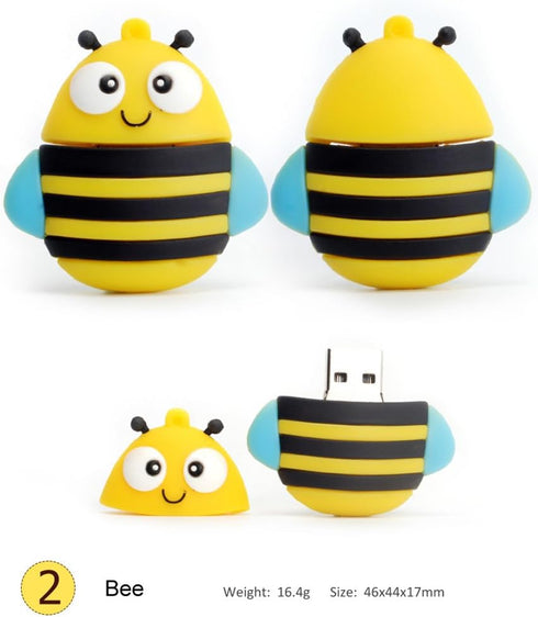 Flash Drive 5x16GB Thumb Drive Animals USB Flash Drive with Chain Bee Fox Owls Penguin Pen Drive Gift for School Kids and Students Valentine's Day...