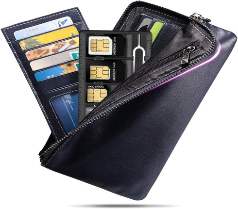 1 Pack SIM Card Holders with Tray Opener Pins, Card Storage Tool Set for Standard Micro Nano Micro-SD Memory Cards, with 3 Card Adapters and 1 Eje...