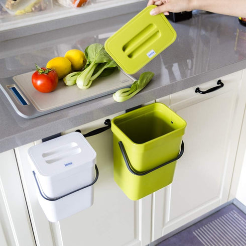 Food Waste Basket Bin for Kitchen, Odor-Free Food Scrap Container,Small Countertop Compost Bin with Lid, Mini Garbage Can Wall Mounted Trash Can, ...