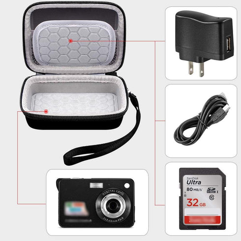 Carrying & Protective Case for Digital Camera, AbergBest 21 Mega Pixels 2.7" LCD Rechargeable HD/Kodak Pixpro/Canon PowerShot ELPH 180/190 / Sony ...