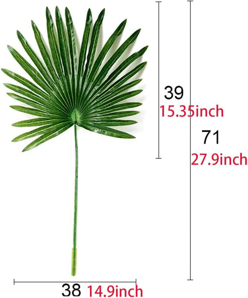 2Pack Artificial Flower Faux Leaves Artificial Palm Leaf Branches Plants Greenery Stems 27.9" Tall Tropical Plant Faux Leaves Hawaiian Luau for Gr...