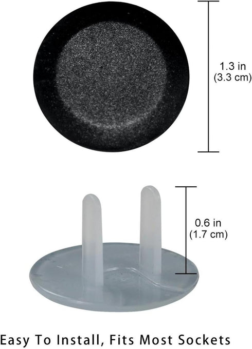 Generic 24 PCS Child Proofing Outlet Covers Pure Black Electrical Safety Socket Protection Caps for 2-Prong Power Wall Plates, czbhg-001...