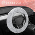 Gray Fuzzy Steering Wheel Cover, Standard 15 Inch Size Fits Most Vehicles, Cute Faux Fur Car Steering Cover with Soft Fluffy Furry Touch, Car Acce...