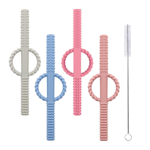 YAPROMO Baby Teething Chewy Tubes with Safe Shield,Hollow Teether Tubes for Toddlers Infants, BPA Free, Latex Free-3 Pack...