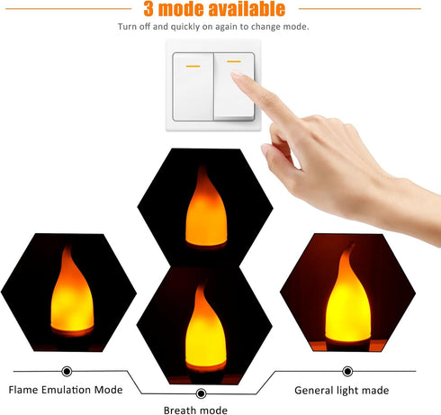 Bestview LED Flame Effect Light Bulbs,3 Modes Smart E26 Chandelier Base Flickering Candle Fire Light Bulb for Halloween, Christmas, Party, Porch, ...