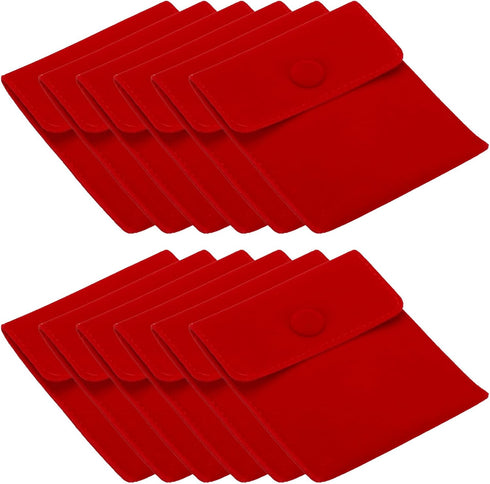 PATIKIL 10x8.5cm Jewelry Pouches with Snap Button, 12 Pack Velvet Jewelry Pouches Portable Soft Storage for Necklace Bracelet Earring Watch Rings ...