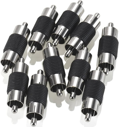 RCA Male to Male Coupler 10-Pack, Dual Male Connector RCA M-M Adapter Nickel Plated...