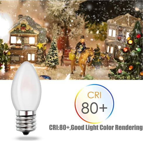 Christmas Village Replacement Light Bulbs C7 Edison LED Mini Night Light Bulbs 0.5W Equivalent to 5 Watt Incandescent - E12 Candelabra Base 2700K ...