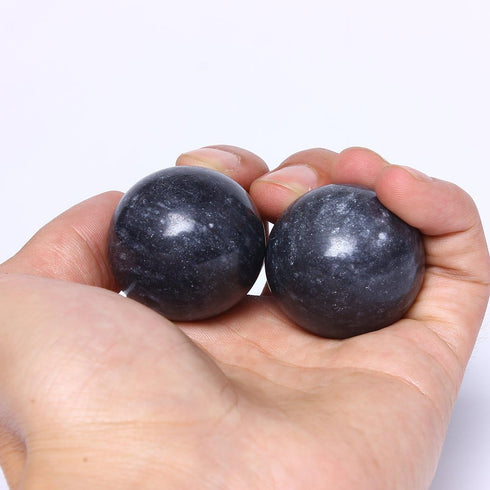 BRABUD 1.4'' Chinese Exercise Baoding Balls Dark Grey Marble Health Stress Relieve with No Chimes BS021...