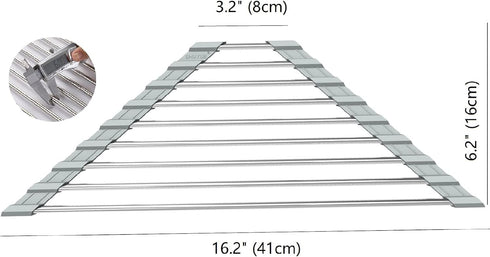 Triangle Dish Drying Rack for Sink Corner Roll Up Folding Stainless Steel Multipurpose Over The Sink Dish Drainer Mat for Kitchen (Grey)...