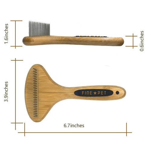PROBUSINES-Bamboo Pet Brush, Dog Dehairing Rake - Knot Detangling For Dogs, Cats, Any Long-Haired Pet Breed - Undercoat Rake For Shedding And Goom...
