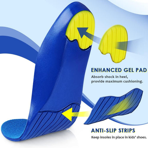 Kids Arch Support Shoe Inserts, Children Orthotics Shoe Insoles with PU Foam Cushioning for Flat feet, Plantar Fasciitis, Feet Heel Pain Relief...