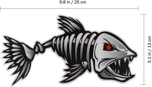 WINOMO 2Pcs 10x5 inch Fish Skeleton Decals Sticker Vinyl Auto Decal Sticker for Kayak Fishing Car...