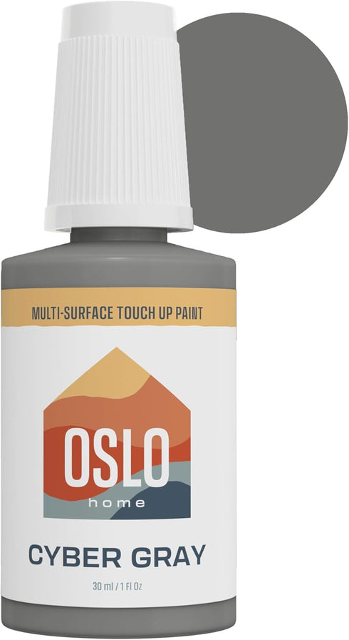 Porcelain + Appliance Touch Up Paint, Cyber Gray, 1oz, High-Gloss, w/Brush in Bottle, for Appliances, and More...