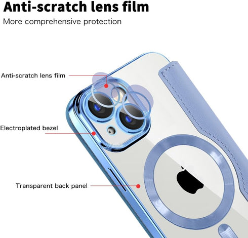 Asuwish Phone Case for iPhone 15 6.1 inch Wallet Cover with Tempered Glass Screen Protector RFID Blocking Flip Credit Card Holder Slot Leather Cel...