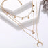 Boho Layered Star Necklace Choker Gold Crescent Moon Pendant Necklace Rhinestone North Star Necklace CZ Star Charm Festival Celestial Necklace Jew...