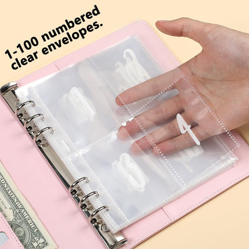 AUSTARK 100 Envelopes Money Saving Challenge, A5 Cash Saving Binder with 100 Envelopes & Tracker to Save $5050 (Pink)...