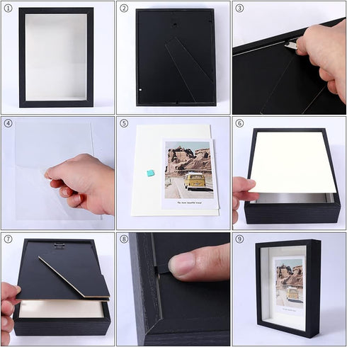 KAPIX Small Shadow Box 4x6 Picture Frame with HD Plexiglass Deep Wood Memory Box Display case for Flowers,Ticket,Memorabilia,Keepsake,Medal,Art an...