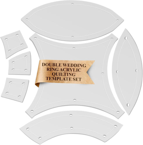 5" Double Wedding Ring Acrylic Quilting Template Set, 1/4" Seam Allowance - 7 Pieces - Tiny DWR...