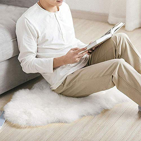 LOCHAS Deluxe Super Soft Fluffy Shaggy Home Decor Faux Sheepskin Rug for Bedroom Floor Sofa Chair, Chair Cover Seat Pad Couch Pad Area Carpet, 2ft...