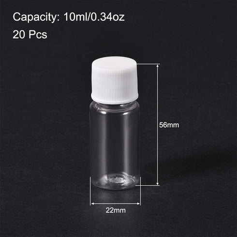 uxcell Plastic Lab Chemical Reagent Bottle, 10ml/0.34oz Wide Mouth Sample Sealing Liquid Storage Container, Transparent 20pcs...