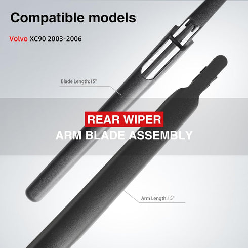 OTUAYAUTO Rear Wiper Arm Blade Set - Replacement for Volvo XC90 2003-2006 - OE: 8659502...
