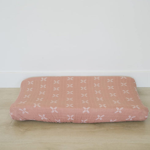 Mebie Baby Changing Pad, Just Peachy, 100% Muslin Cotton Changing Table Pad Cover for Baby Boy and Girl, Designer Nursery Decor Covers, Diaper Cha...