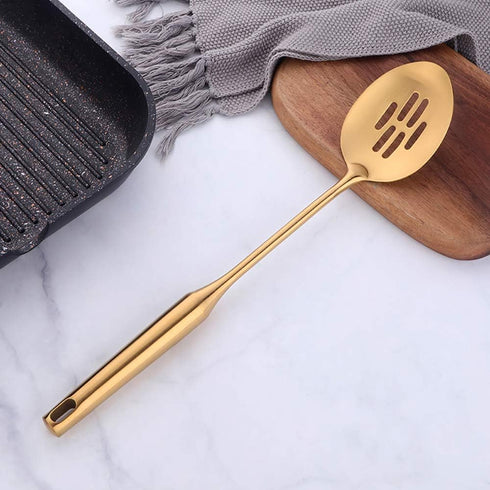 Slotted Spoon,Gold 14.69 inch Long Handle Cooking Utensil Kitchen Tool by BUY THINGS!...