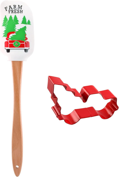 R&M Farm Fresh Cookie Cutter and Spatula Gift Set. Includes Farm Fresh Spatula and Red Christmas Tree Truck Cookie Cutter, Great Teacher Gift...