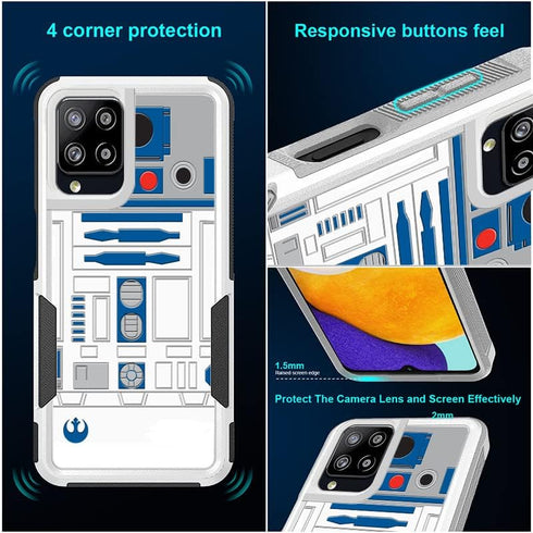 for Samsung Galaxy A42 5G, R2D2 Astromech Droid Robot Pattern Shock-Absorption Hard PC and Inner Silicone Hybrid Dual Layer Armor Defender Case fo...