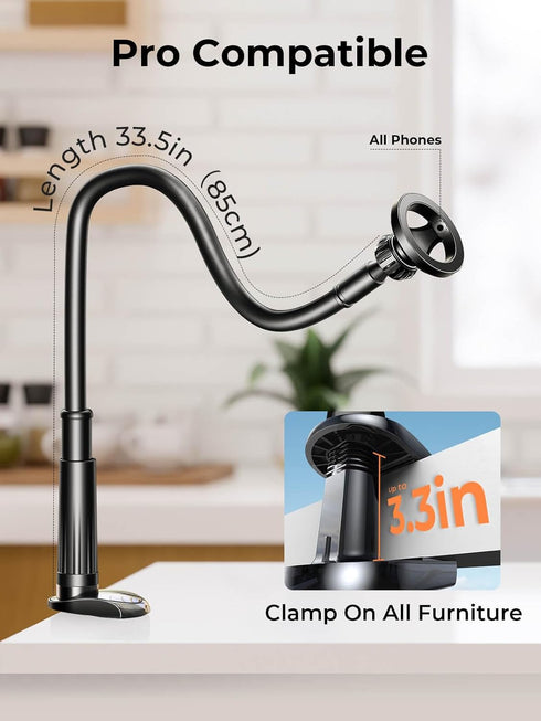 LISEN for Gooseneck Phone Holder for Bed Magsafe Stand,Flexible for iPhone Holder for Desk Magnetic Adjustable Cell Phone Stand Holder for Recordi...