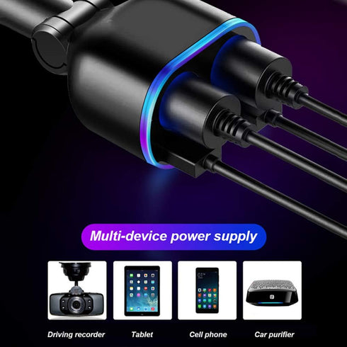 Car Charger Cigarette Lighter Splitter Adapter,120W QC3.0 Dual USB Car Charger with LED Voltmeter 12/24V Sockets Splitter Cigarette Lighter USB Ch...