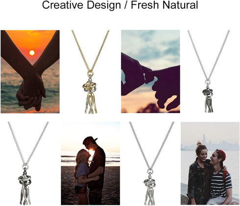 Taouzi Valentine's Day Necklace for Women Affectionate Hug Necklace Couples Necklace for Him and Her Stainless Steel Chain Necklace Valentine's Da...